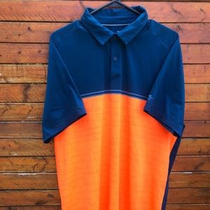 Under Armour polo.  Loose/Heat-guard.  Size XL.  Blue and Orange.